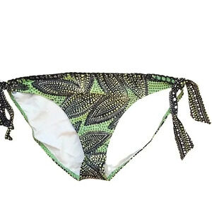 Leilani tropical print green and yellow side tie bikini bottom Size 14